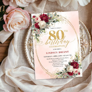 Invitation Carton d'invitation tendance bordeaux boho chic po