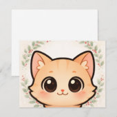 Invitation Carton d'invitation Tête de chat mignon Kawaii (Devant / Derrière)