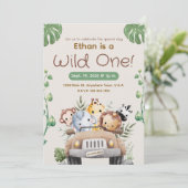 INVITATION CARTON D'INVITATION THÈME JUNGLE POUR BÉBÉ/TOUT-PE (Debout devant)
