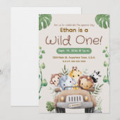 INVITATION CARTON D'INVITATION THÈME JUNGLE POUR BÉBÉ/TOUT-PE (Devant / Derrière)