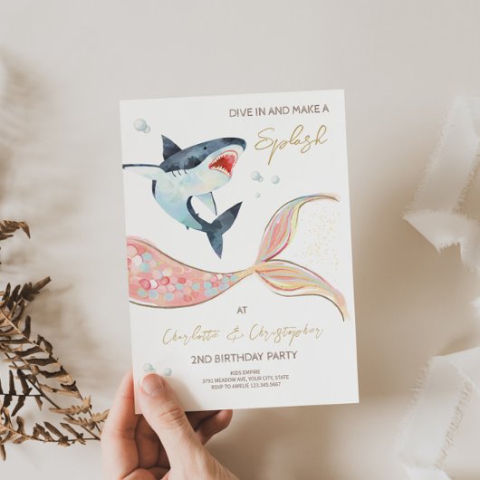 Invitation Carton d'invitation Thème Sirène Requin