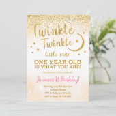 Invitation Carton d'invitation Twinkle Little Star Paillettes (Debout devant)