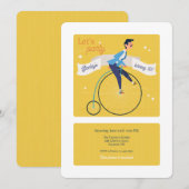 Invitation Carton d'invitation vélo à haute roue vintage (Devant / Derrière)