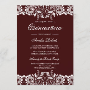 Invitation Carton d'invitation vintage blanc en dentelle de B