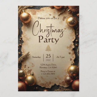 Invitation Carton d'invitation vintage doré pour la fête de N