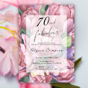 Invitation Carton d'invitation vintage floral pour 70e annive