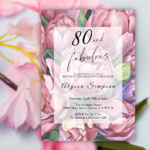 Invitation Carton d'invitation vintage floral pour 80e annive