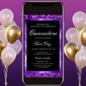 Invitation Carton d'invitation violet et or pour Quinceañera