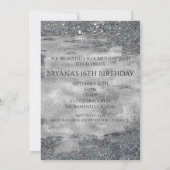 Invitation Carton d'invitation VIP Faux Metallic Bling Argent (Dos)
