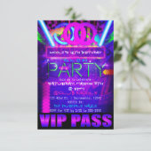 Invitation Carton d'invitation VIP pour fête Neon Glow (Debout devant)