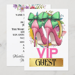 Invitation Carton d'invitation VIP pour Pretty Pink High Heel
