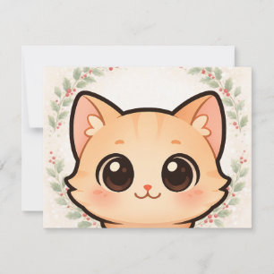 Invitation Carton d'invitation Visage de Chat Mignon Kawaii