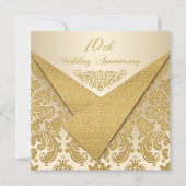 Invitation Carton Faire Faux Flaps Damask 10e Anniversaire In (Devant)