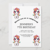 Invitation Carton mignon Rainbow Unicorn fête d'anniversaire (Devant)