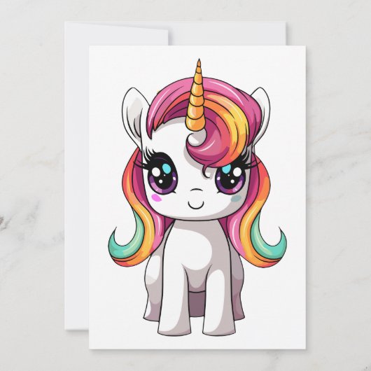Invitation Carton mignon Rainbow Unicorn fête d'anniversaire (Dos)