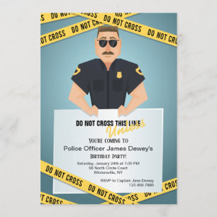 Invitation Carton Policier Ne Pas Franchir l'Invitation Ruban
