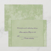 Invitation Carton RSVP floral vert embossé (Devant / Derrière)