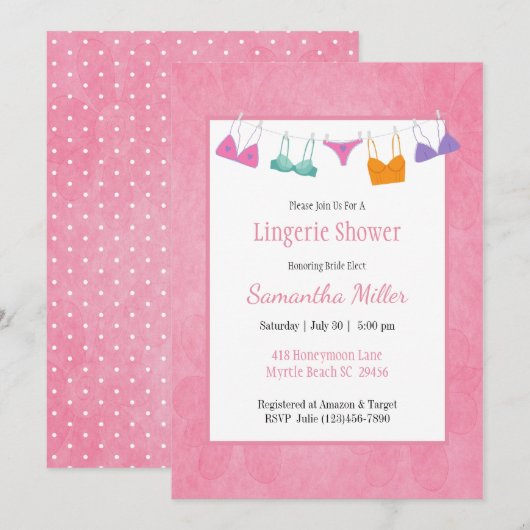 Invitation Cartons de lingerie pour douche de mariage (Devant / Derrière)