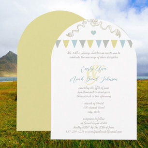 Invitation Cartons de mariage à pennon Blue & Yellow Bunting