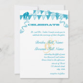 Invitation Cartons de mariage à points bleus Aqua Bunting (Devant)