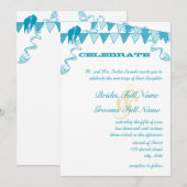 Invitation Cartons de mariage à points bleus Aqua Bunting (Devant / Derrière)