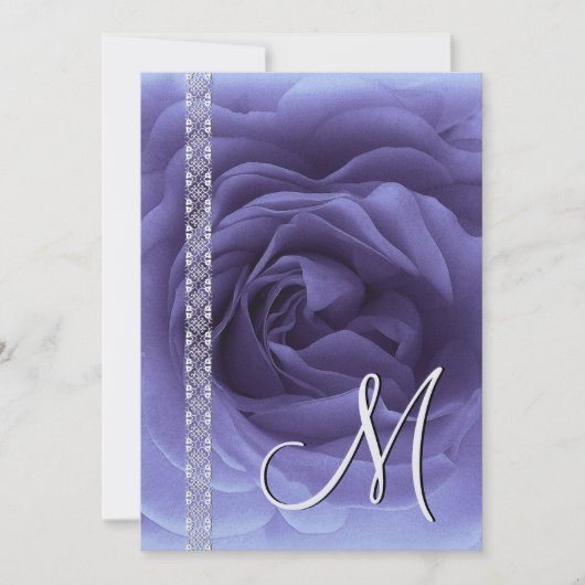 Invitation Cartons de Mariage BLEU PERVENCE Rose & Dentelle (Devant)