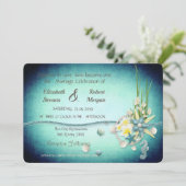 Invitation Cartons de mariage Coquillages,Fleurs (Debout devant)