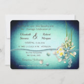 Invitation Cartons de mariage Coquillages,Fleurs (Devant)