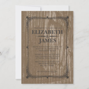Invitation Cartons de mariage en bois de grange rustique marr