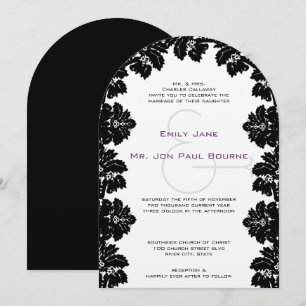 Invitation Cartons de mariage en damas noir