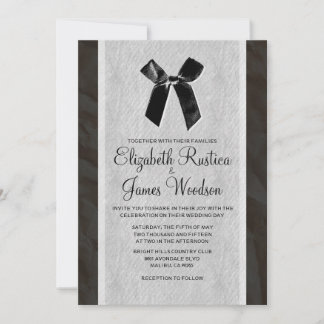 Invitation Cartons de mariage en lin noir et blanc vintage
