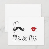 Invitation Cartons de mariage Mr. & Mrs. Mustache & Lips (Devant / Derrière)