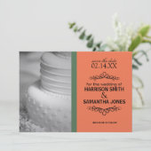 Invitation Cartons de mariage Orange & Green Save the Date (Debout devant)