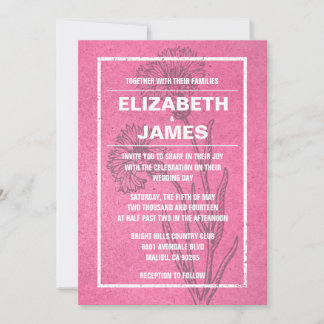 Invitation Cartons de Mariage Rose Vintage Rustique