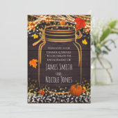 Invitation Cartons de mariage rustiques Mason Jar d'automne (Debout devant)