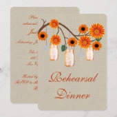 Invitation Cartons de mariage rustiques orange pour invitatio (Devant / Derrière)