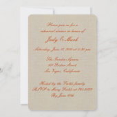 Invitation Cartons de mariage rustiques orange pour invitatio (Dos)