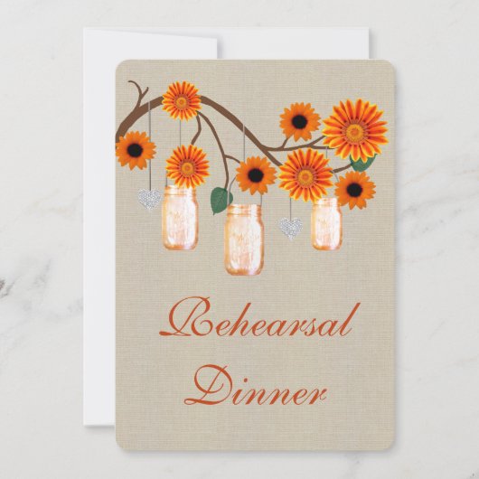 Invitation Cartons de mariage rustiques orange pour invitatio (Devant)