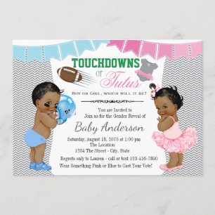 Invitation Cartons de révélation du sexe Bébé Touchdowns ou T