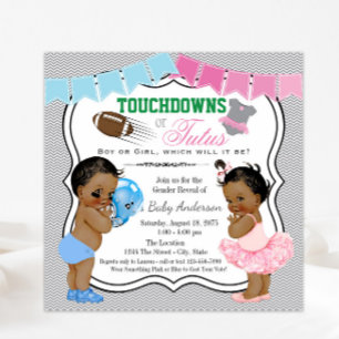 Invitation Cartons de révélation du sexe Touchdowns ou Tutus
