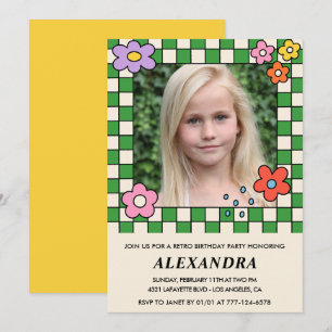 Invitation Cartons d'invitation 12 ans Fleurs Rétro Groovy