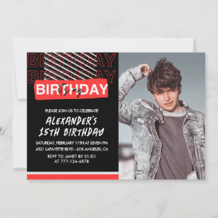 Invitation Cartons d'invitation 15 ans hommes Photo Party Rou