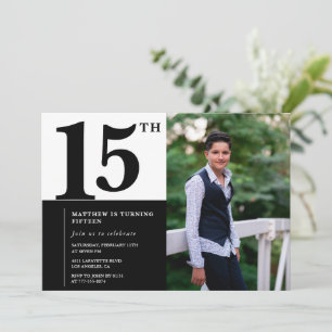 Invitation Cartons d'invitation 15 ans noirs Élégant Chic