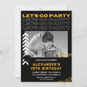 Invitation Cartons d'invitation 15 ans noirs Hommes Photo Spr