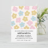 Invitation Cartons d'invitation 16 ans Fleurs Bleu Rose Rétro (Debout devant)