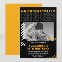 Cartons d'invitation 16 ans noir Hommes Photo Pulv
