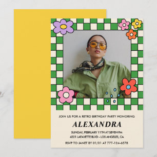 Invitation Cartons d'invitation 17 ans Fleurs Rétro Groovy