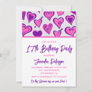 Invitation Cartons d'invitation 17ème anniversaire Glam Rose 
