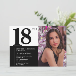 Invitation Cartons d'invitation 18 ans noirs Élégant Chic