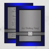 Invitation Cartons d'invitation 21 ans Bleu & Noir (Devant / Derrière)